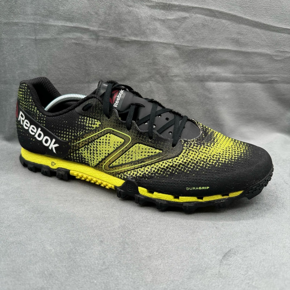 Reebok Black and Yellow Athletic Shoes with Gradient Mesh Design